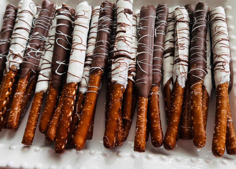 Caramel Chocolate Covered Pretzel Rods